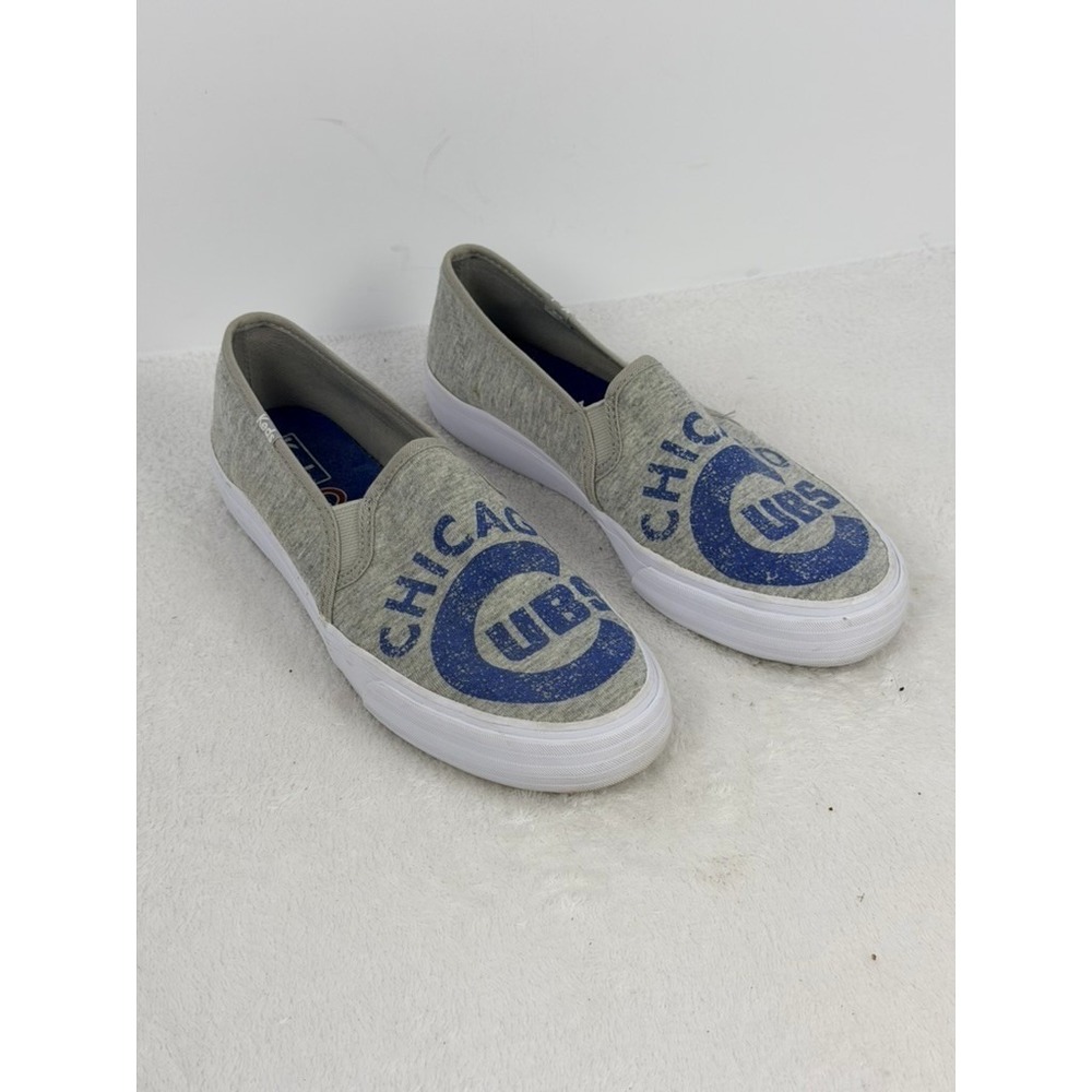 Keds Chicago Cubs Double Decker MLB Slip On Gray Canvas Sneakers Women 9 WF56846